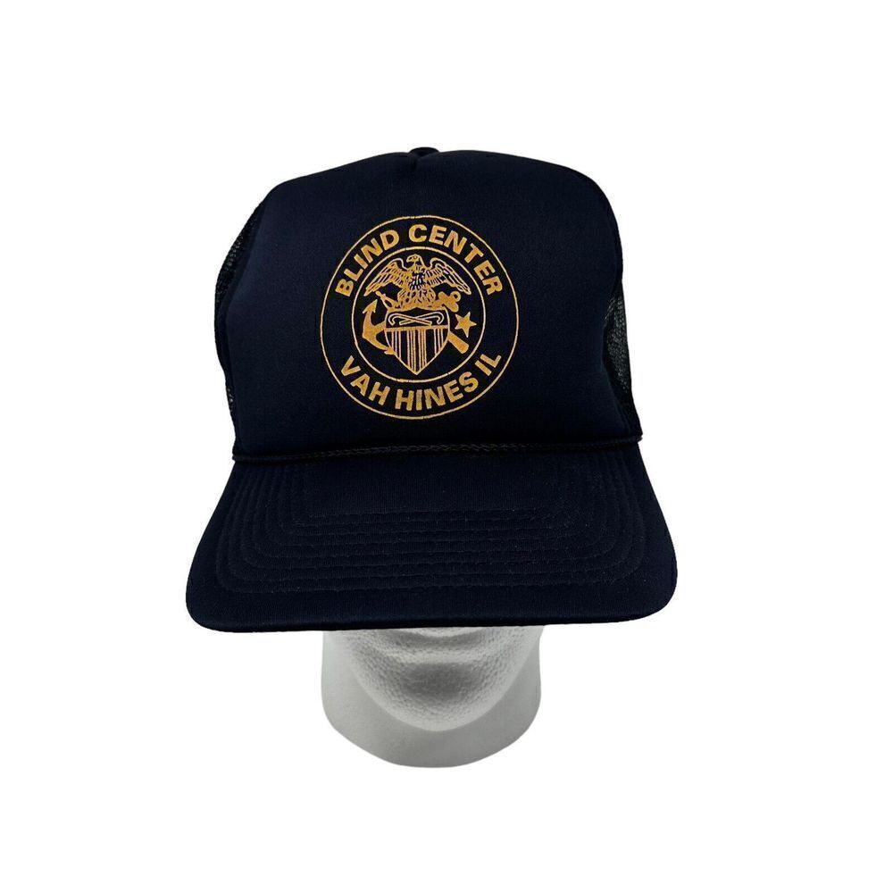 Navy Blue San Sun Hat Mesh Blind Center VAH Hines Illinois SnapBack